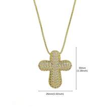 Fashionable Brass Fully Rhinestoned Bubble Cross Pendant Necklace, Elegant Collar Bone Necklace, Premium Jewelry