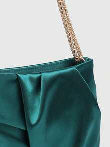 1 件女士时尚设计晚会手拿包，丝缎褶皱纹理小方形单肩包