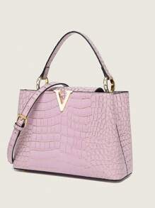 Bolsa feminina de luxo com grande capacidade, bolsa, textura de pedra de alta qualidade com relevo de crocodilo, bolsa de ombro versátil da moda 2025, bolsa de grande capacidade, bolsa retrô casual estilo urbano, bolsa carteiro minimalista brilhante de alta qualidade, bolsa transversal de verão, nova bolsa de mãe clássica de alta qualidade