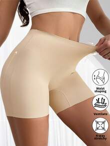 Sömlösa shapingtrosor för kvinnor, shapewear-shorts med foder, trosor för magkontroll och rumplyftande - Aprikos - Visa 2