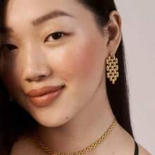 1pc Versatile Earrings, 18k Gold Stainless Steel Elegant Fashion Geometric Shape Hypoallergenic Earrings For Women