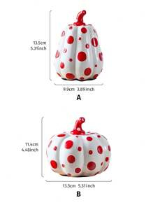 1pc Creative Resin Polka Dot Pumpkin Decor Figurine, Unique Pumpkin Decorative Crafts, Multiple Colors Available, Suitable For Living Room, Study, Nightstand, Dining Room, Wedding, Party Home Decoration