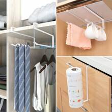 1 pieza Soporte para rollo de papel de cocina, estante de almacenamiento de cocina, sin taladro, soporte para rollo de cocina, soporte para rollo de cocina montado en la pared para cocina, baño, armarios