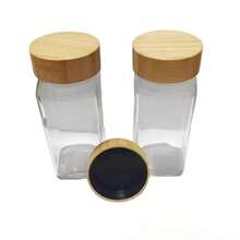 4.06 Oz Square Glass Spice Jar With Bamboo Lid - Rust-Proof, Suitable For Kitchen Storage, Includes Labels And Funnel, Spice Rack | Elegant Spice Jar | Rust-Proof Bottle