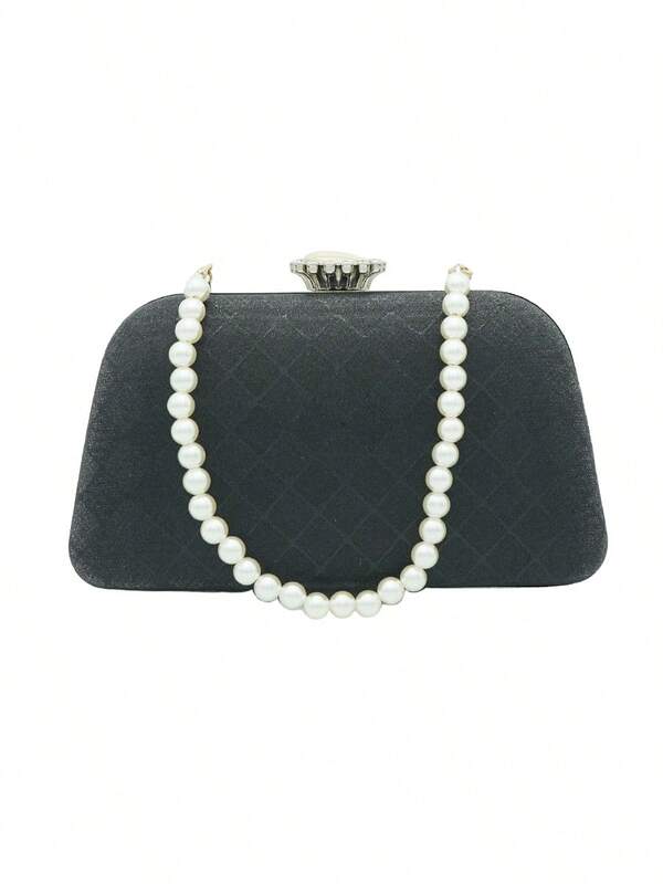 bolsa feminina clutch de festa laytonvivian fecho kisslock com alça de pérolas