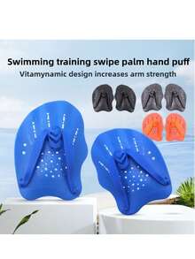 1 双成人游泳训练桨，带可调节硅胶指蹼的浮潜潜水手套 - 彩色 - 查看 3