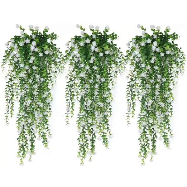 3pcs 30.7 Inch Artificial Green Boxwood Ivy Garland, UV Resistant For Wedding, Party, Home Decor, Indoor/Outdoor, White, Purple, Valentine's Day, Graduation Gift