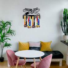 1 件定制柔术腰带奖牌展示架，个性化姓名文字奖牌展示架，铁艺家居墙面装饰挂架，适用于卧室、客厅、入口、别致秋季