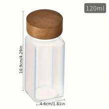 4.06 Oz Square Glass Spice Jar With Bamboo Lid - Rust-Proof, Suitable For Kitchen Storage, Includes Labels And Funnel, Spice Rack | Elegant Spice Jar | Rust-Proof Bottle