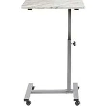 Seville Classics Airlift Height Adjustable Mobile Rolling Laptop Cart Computer Workstation Desk, Table for Home, Office, Classroom, Hospital, w/Wheels, Black, Flat (24") (New Model) - Mármol falso - Ver 1