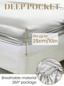 3/4pcs Satin Fitted Sheet Set, Bedding Set, Bed Sheets, Solid Color Bed Sheet Set, Mattress Cover Set, Skin-Friendly Bed Cover Set,  Smooth, Soft And Comfortable Bedding For Bedroom, Mattress Protector For Bedroom, Halloween Gift, 1pc Flat Sheet, 1pc Fitted Sheet With 1/2pcs Pillowcase, Deep Pocket, For Single, Twin, Full, Queen And King Bed Sizes, Machine Washable