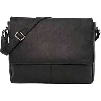 LEABAGS Borsa porta documenti per uomo e donna Borsa per laptop in vera pelle a 15 Borsa a tracolla con tracolla Borsa messenger Borsa da lavoro Borsa per insegnanti Natura nera