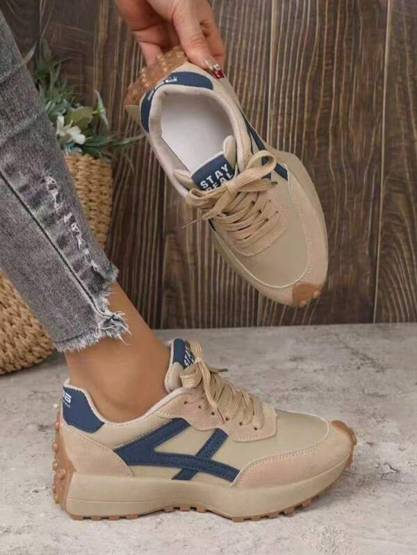Chaussures de sport à lacets confortables pour femmes - Chaussures polyvalentes légères et décontractées, semelles en caoutchouc antidérapantes pour toutes les saisons