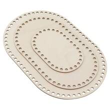 3 piezas de base de crochet ovalada en blanco, 3 tamaños de tapa de piso de madera para DIY de cestería de crochet, suministros de tejido de bolsos y cestas