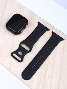 Bộ dây đeo và vỏ tương thích với dây đeo và vỏ đồng hồ , dây đeo silicon mềm mại và thoải mái, miếng dán màn hình bằng kính cường lực HD chống rơi và chống xước và vỏ máy tính 2 trong 1. Tương thích với dây đeo Series Ultra/11/10/9/8/7/6/5/4/Se, 40/41/42/44/45/46/49mm dành cho nam và nữ. - màu đen - Xem 9