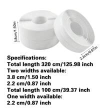 1 pieza Cinta selladora blanca para baño y cocina, cinta selladora impermeable anti-moho, previene la humedad y el moho, pegatina decorativa para juntas de bordes de baño y inodoro
