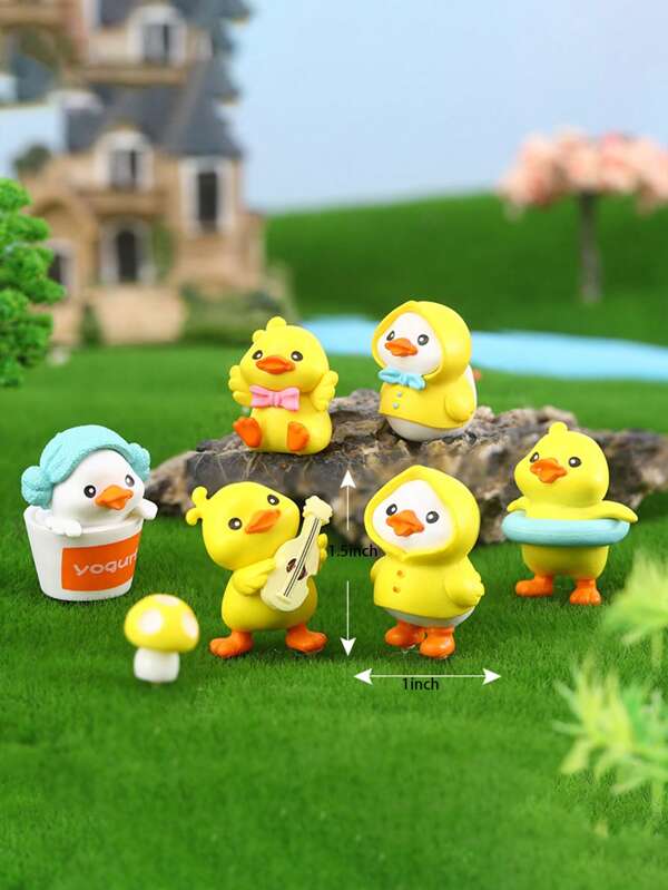 6 Stücke/Set süße Mini Gelbe Enten Dekorationen für Garten und Hof