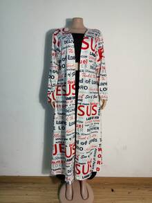 Áo len cardigan dài tay in họa tiết cỡ lớn thường ngày - Nhiều màu - Xem 3