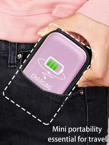 Portable Mini Storage Bag, Mobile Phone Charger Data Cable Organizer Bag, With Charging Cable Pattern - Pink - View 7