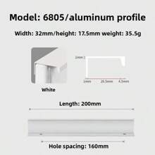 1pc Modern Simple Aluminum Alloy Hidden Furniture Cabinet Door Handle Side Installation Without Drilling Installation Wardrobe Cabinet Drawer Handle Furniture Hardware
