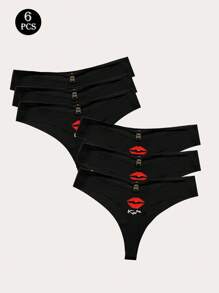 6 Packungen Damen nahtlose sexy Lippen-Muster Slips