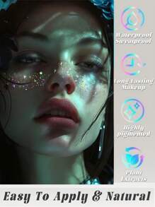 6 Bögen Glitzer-Sommersprossen Holografische Aufkleber, Gesichts-Glitzer-Tattoo, wasserfeste temporäre Tattoos mit glitzerndem Stern-Punkt-Muster für Partys, Musik-Festivals