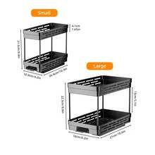 1 件多功能调味罐香料瓶收纳架，双层拉出式塑料调味品架，适用于厨柜收纳 - 彩色 - 查看 6