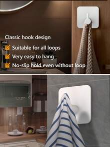 1/3 Piezas Gancho de pared autoadhesivo - Ganchos fuertes blancos para toallas de baño - Soporte para toallas de cocina - Se adhiere para uso intenso e impermeable, Barra de toallas de baño, Soporte para paños de té