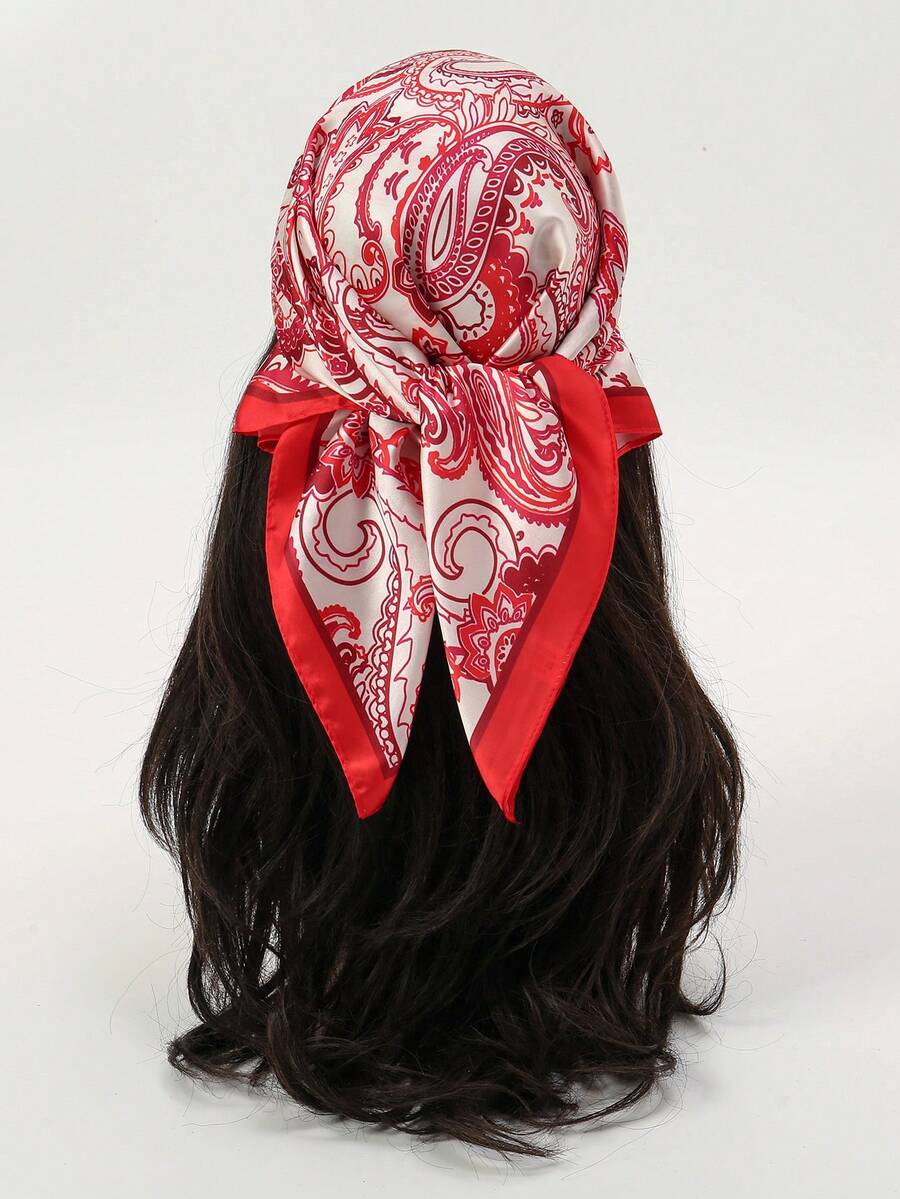 1 chiếc khăn vuông in họa tiết đơn giản 70cm, khăn bandana mùa xuân mới cho nữ, đa năng dùng làm thắt lưng, băng đô, khăn quàng cổ thời trang cho váy, đi biển, đi nghỉ mát. - Nhiều màu - Xem 1