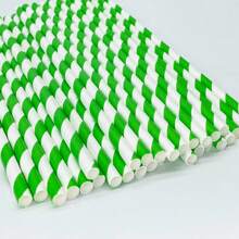 100 Stück/Packung mehrfarbige gestreifte Papierstrohhalme, bunte Regenbogenfarben Papierstrohhalme, geeignet für den gewerblichen Gebrauch in Dessertläden, Restaurants, Cafés, Bäckerei Dekoration