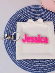 1PC Personalized Glitter Acrylic Keychain, Backpack Tag, 3D Name Tag, Custom Name Tag, Personalized Acrylic Name Tag, Diaper Bag Tag, Kids Name Keychain, Logo Charm - Steel Keychain + White Buckle - View 17