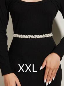1-2pcs Oversize/Plus Size Women Elegant Waist Belt/Chain, Pearl Accent Lady Thin Waist Band For Dresses, Formal Gowns, Suitable As Gifts For Friends, Weddings, Parties Summer, School