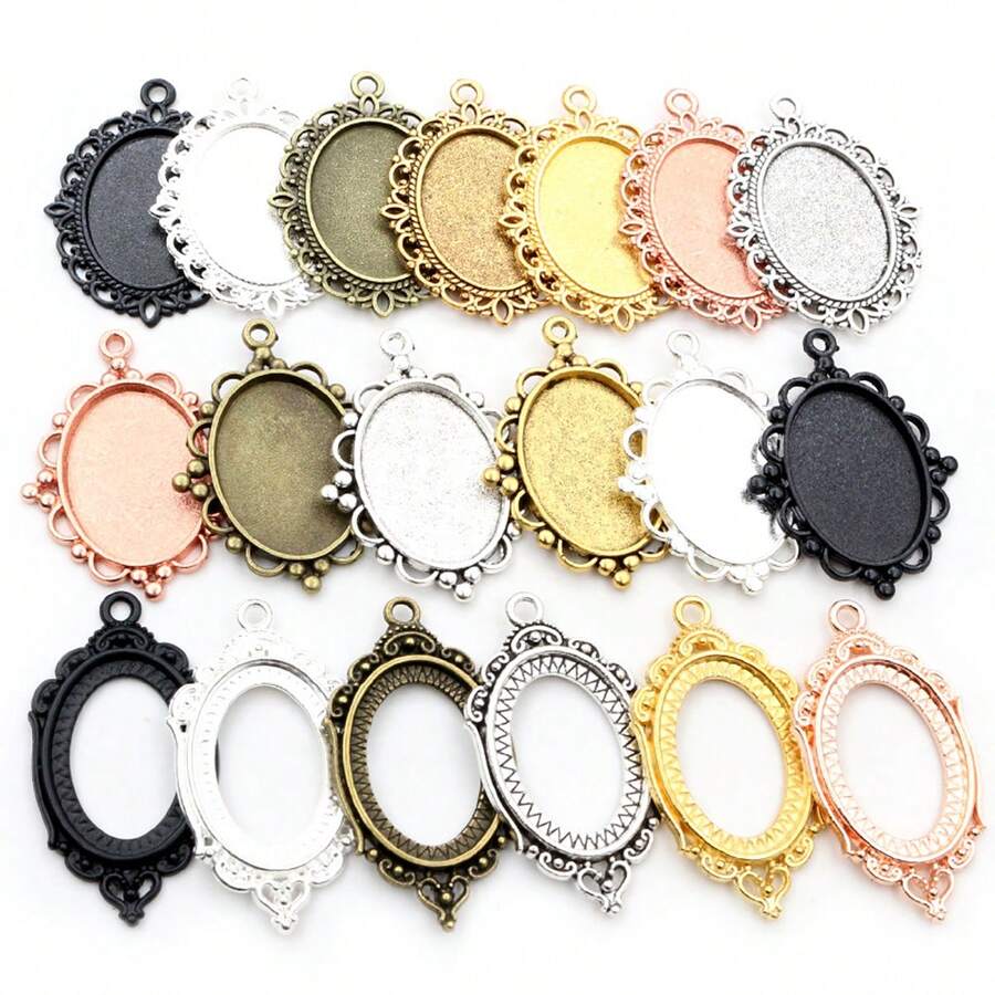 10pcs 18x25mm Inner Size Oval Pendant Cabochons Blank Base Setting Bezel Tray DIY Jewelry Making Accessories - Pendant Blank Base - View 1