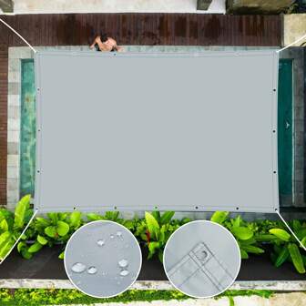 1pc Waterproof Oxford Tarpaulin With Gromment, Outdoor/Indoor Canopy Tent Cloth, Multi-Purpose Tarp Cover For Camping Boat Pool Roof Tent Firewood