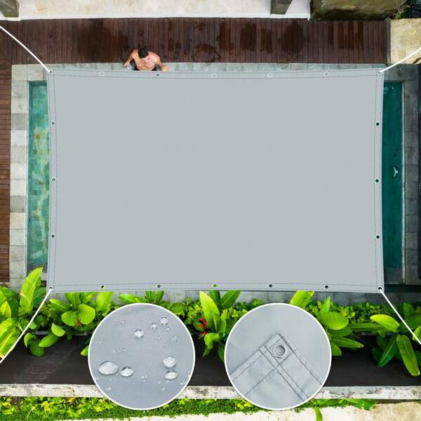 1pc Waterproof Oxford Tarpaulin With Gromment, Outdoor/Indoor Canopy Tent Cloth, Multi-Purpose Tarp Cover For Camping Boat Pool Roof Tent Firewood