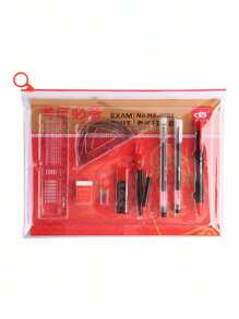 13-Piece Examination Set With A Pull-Edge Bag, 2B Pencil Special Answer Sheet For The Top Scorers Of The High School Entrance Examination And College Entrance Examination, Pen Filling Card, Ruler