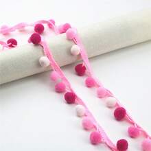 2Yards Colorful Pom Pom Trim Ball Lace Pompom Handmade DIY Craft Accessories Sewing Fringe Ribbon Fabric Lace - Multicolor - View 8