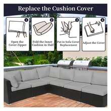14 Piece Patio Cushion Covers Replacement Waterproof Outdoor Cushion Covers Replacement Patio Furniture Cushion Covers With Zipper 25.6 * 25.6 * 3.15inGray Only Cover 25.6" X 25.6" (Pack Of 14) Light Gray - Multicolor - View 3