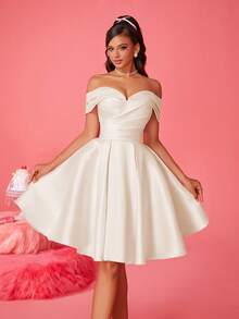 Elegant White Strapless A-Line Party Dress, Dignified Formal Teenage Dress, Sweet Design Wedding And Prom Dress, Cocktail Dress, Short Homecoming Dress - Milk White - View 3