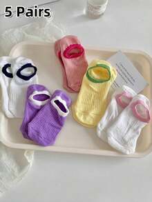 5/10 Pairs Women Short Low-Cut Thin Casual Socks, Low-Ankle Non-Slip Invisible Boat Socks, Versatile For Sports & Leisure - Multicolor - View 8
