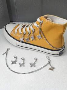 8 件多功能鞋配件 - 时尚单层鞋带、复古镂空蝴蝶鞋扣、可拆卸帆布鞋/运动鞋饰物、适用于包袋吊坠（不含鞋子） - 銀色 - 查看 9