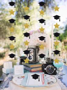 Decoración de fondo de arte de café para la temporada de graduación, telón de fondo para la ceremonia de fiesta de graduación - Multicolor - Ver 8