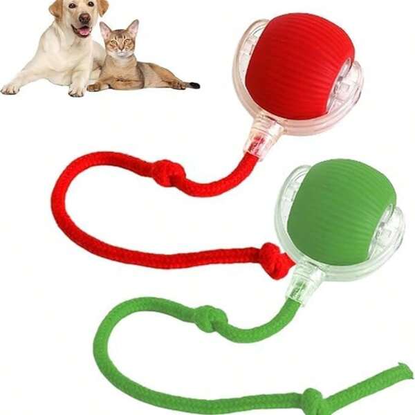 Interactive Rolling Dog Ball, Interactive Dog Smart Ball Toy, 360°Smart Automatic Rotating Rolling Ball For Dogs & Cats (Red+Green)