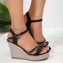 Korean Style New Summer Sexy Comfortable Peep-Toe Platform Wedge Heel Waterproof Rope Increased Slimming Sandals