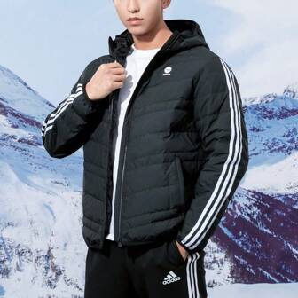 Adidas Unisex Adidas Down Feather Hooded Jacket, Sportswear Casual Warm Comfortable Couple Coat, Style HN4793