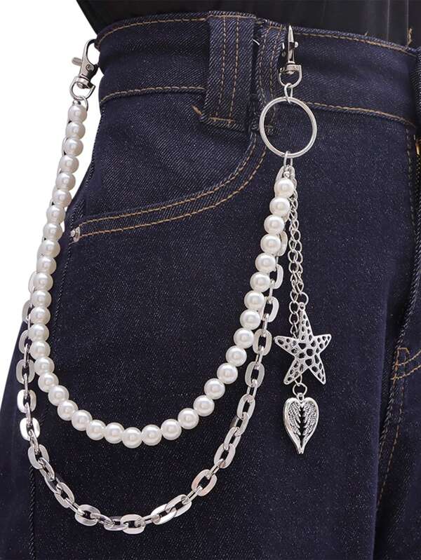 1pc Unisex Street Fashion Luxury-Style Chain Starfish Waist Chain Belt, Summer Versatile, Suitable For Everyday Wear, Holiday Parties, Beach