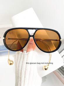 New Full Frame Fashion One-Piece Glasses, Gradient Lens, Retro Double Bridge Glasses, Distinctive Metal Temples, Suitable For Travel, Decoration And Holiday Outfits, Fashionable Glasses For Summer Beach Vacation,Outdoor,Travel