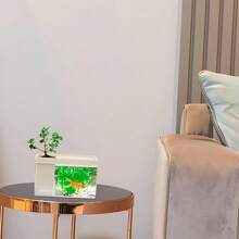 1 Stück multifunktionaler transparenter Schreibtischaquarium und Blumentopf - Doppelnutzung, geeignet für kleine Goldfische und Amphibien - Mini Kampffischbecken, Büro Schreibtisch Kleinfischbecken, Stifthalter Aufbewahrungsfischbecken - Schaffe eine andere Schreibtischlandschaft