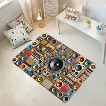 1 Stück gemusterter Teppich, modernes Kunstdesign Bodenmatte, Polyester, rutschfeste Rückseite, maschinenwaschbar, vielseitig für innen und außen nutzbar, Wohndekoration Teppich für Wohnzimmer, Schlafzimmer, Esszimmer, Camping