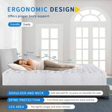 10/12 Inch White Gel Memory Foam Mattress, Independent Bagged Spring Edge Support, Medium Hardness, Boxed